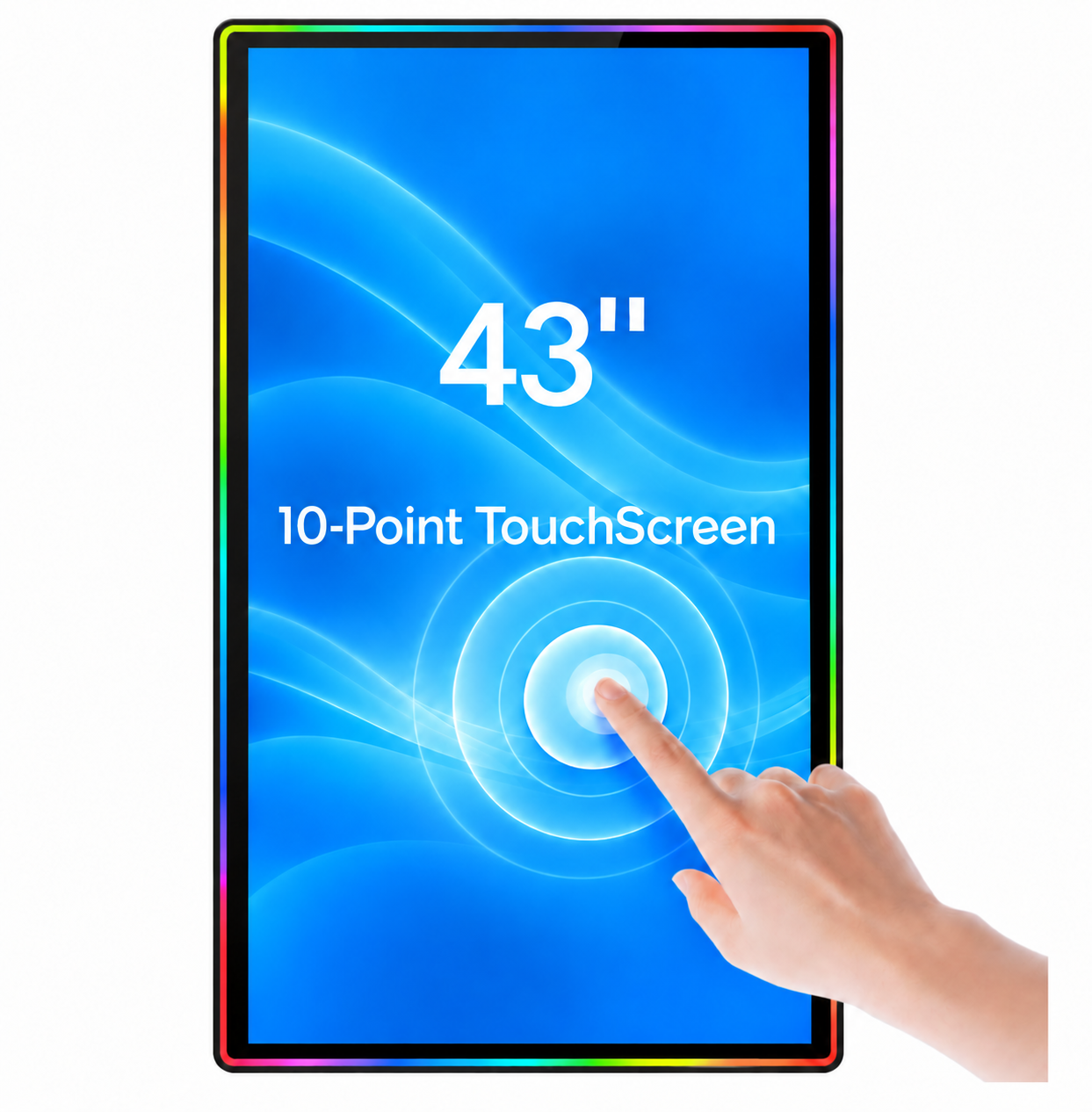 43 inch vertical capacitive touch display with RGB LED frame